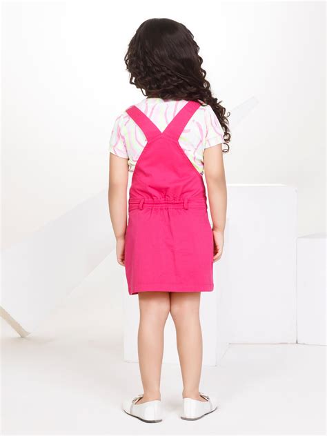 Girls Abstract Print Dungaree with Top 17066 | Peppermint
