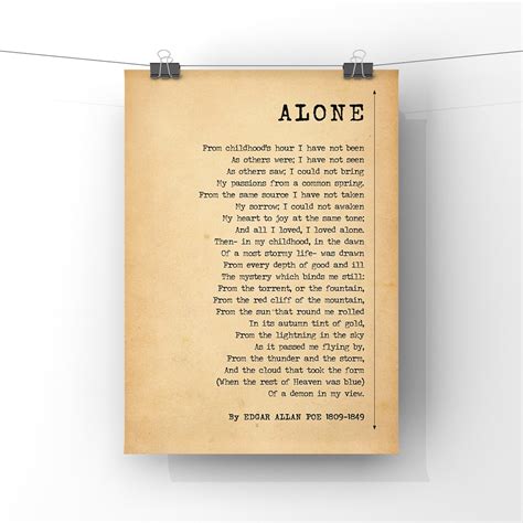 Alone Poem by Edgar Allan Poe Poe Poem Print Classic - Etsy