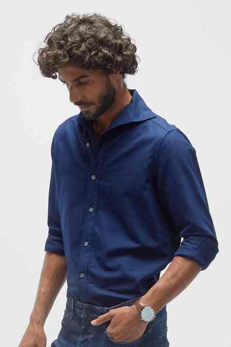 Buy Blue 100% Organic Handloom Cotton Solid One Piece Collar Shirt For ...