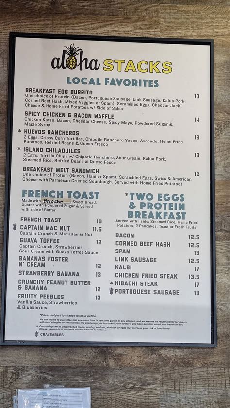 Menu at aloha Stacks Island Eatery & Bakery, Cerritos