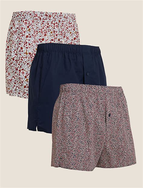 Buy 3pk Pure Cotton Floral Woven Boxers at Marks & Spencer
