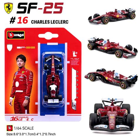 Official Bburago Formula Racing 1:64 Diecast Scale Model - SF-25 16 Ch ...