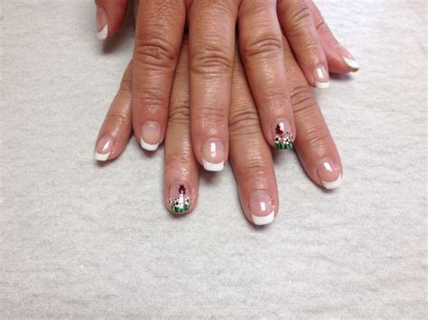 French with ladybug design on accent nails Oasis Salon and Spa Mill ...
