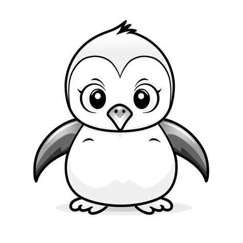 Fluffy Penguin: Simple coloring template for children (Free)