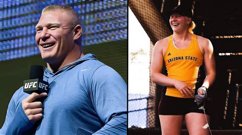 Brock Lesnar ecstatically hugs daughter Mya Lesnar after she breaks ...