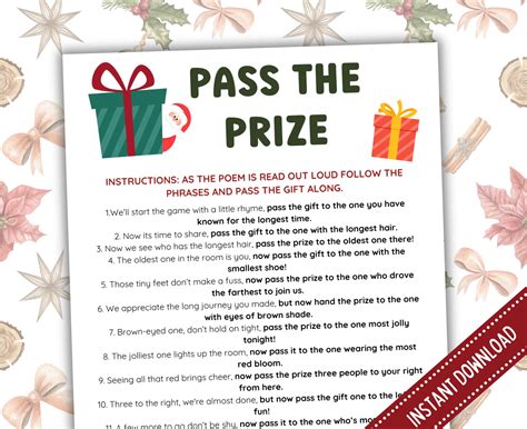 Christmas pass the gift game printable office christmas party games ...