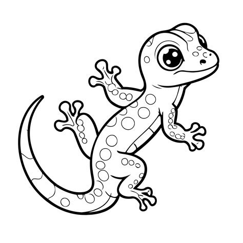 Premium Vector | Joyful gecko doodle for kids colouring page