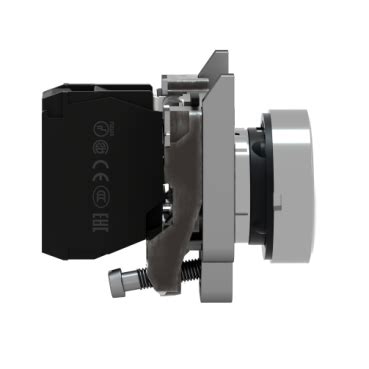 XB4BA11 - Push button, metal, flush, white, Ø22, spring return ...