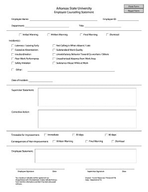 Written Warning For Unsatisfactory Job Performance | pdfFiller