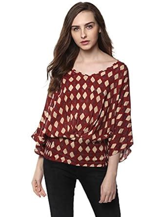 TAURUS Women's Checkered Regular Fit Top (CTP-1787-MRN-M_Maroon_Medium ...