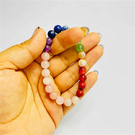 Seven Chakra Bracelet with Rose Quartz – Astromudra