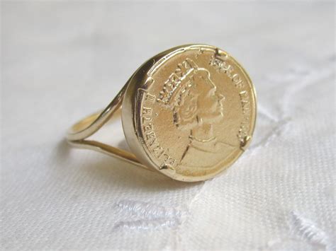 Gold Coin Ring, Coin Ring, Vintage Ring, Signet Ring, Statement Ring ...