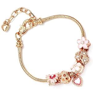 Buy Peora Gold Plated Cubic Zirconia Studded Openable Charm Bracelet ...