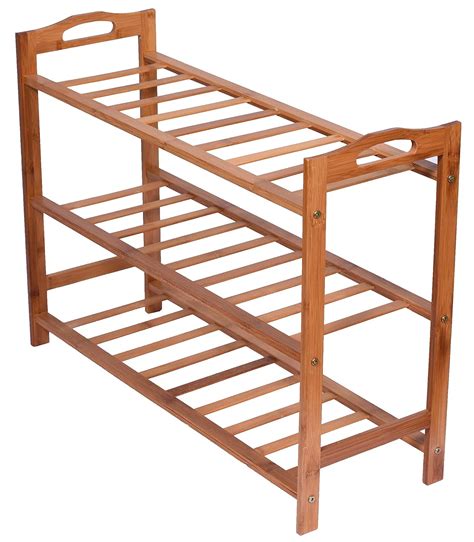 Haneez 3-Tier Solid Wooden Shoe Rack, Chappal Stand,Storage Rack ...