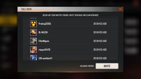 Free Fire Friends Callback event: How to invite friends to get rare ...