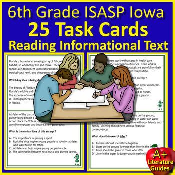 6th Grade ISASP Iowa ELA Reading Practice Tests, Task Cards, and Games ...