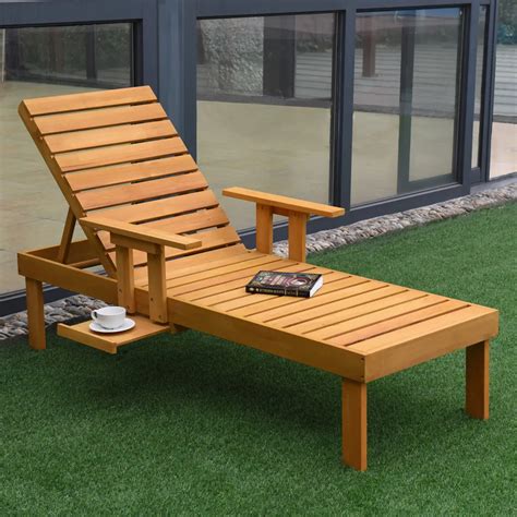 Giantex Patio Chaise Sun Lounger Outdoor Furniture Garden Side Tray ...