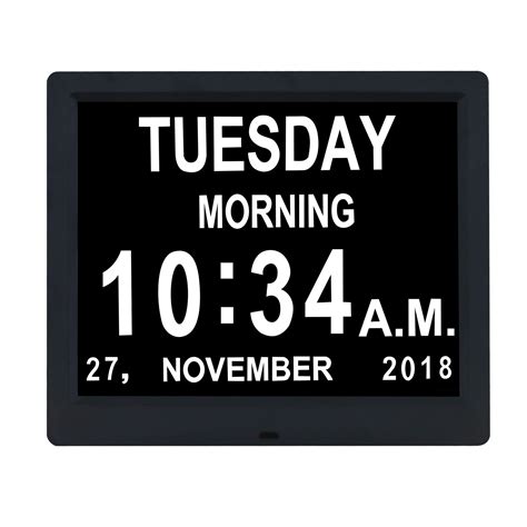 Buy TMCC 9 Inch IPS Digital Day Date Time Clocks-8 Alarms,Extra Large ...