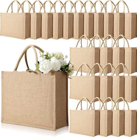 Amazon.com - Reginary 24 Pack Burlap Jute Tote Bags Bulk Large Jute ...