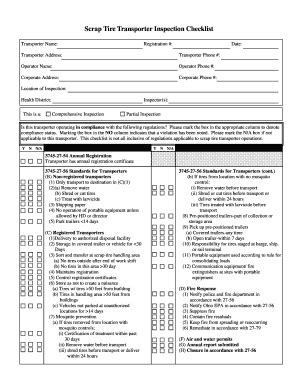 Fillable Online epa ohio Scrap Tire Transporter Checklist - Ohio EPA ...