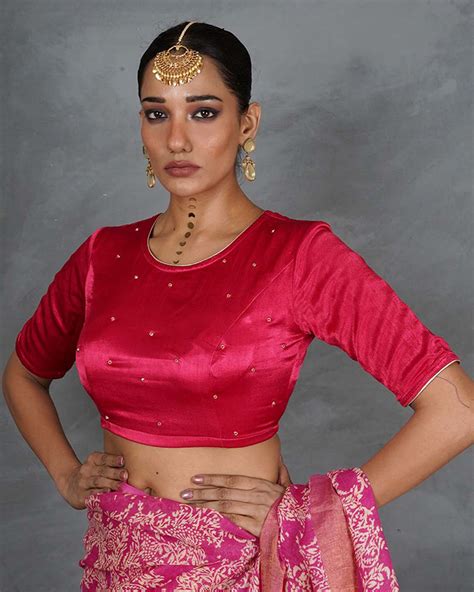 Aahana Magneta Pink Mashru Silk Blouse – Elegant TARA Collection