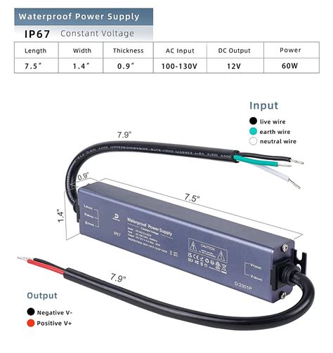 Buy LED Transformer 12V, Power Supply 5A 60W IP67 Waterproof, LED ...