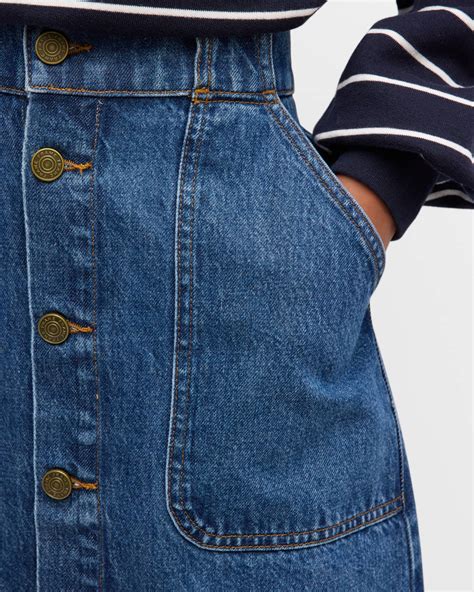 FRAME Modern Pocket Denim Midi Skirt | Neiman Marcus