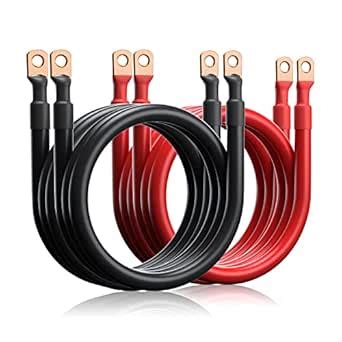 Parallel Battery Cable 4 AWG 1 Feet 2 Pair Red & Black, 4 Gauge Cable ...