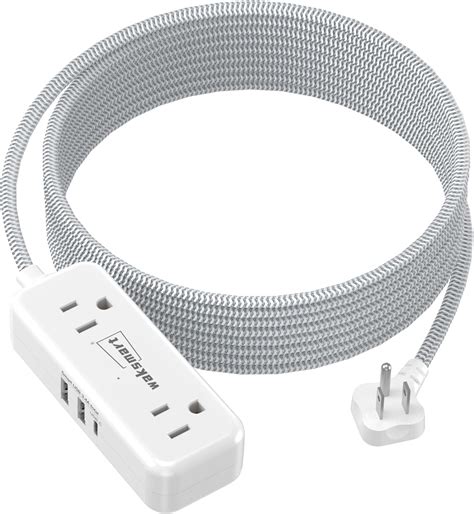 Amazon.com: Flat Plug Extension Cord 20 FT with 4 AC Outlets 3 USB ...