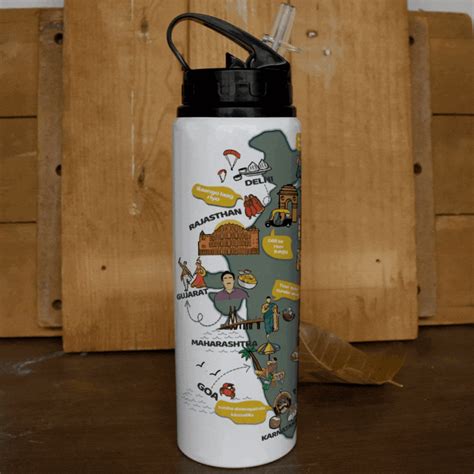 India Doodle Print Aluminium Sipper Water Bottle - Discovering India ...