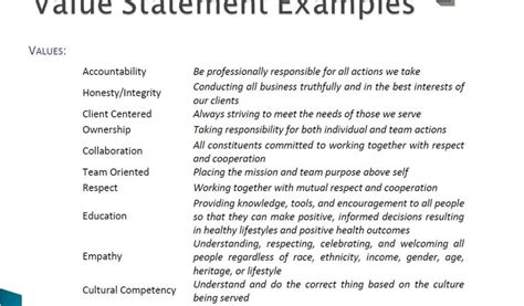 Image result for Bank Values Statement Examples