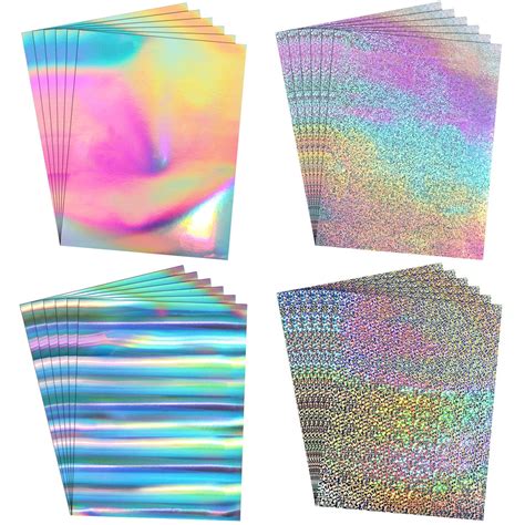 Buy 60 Sheets Metallic Holographic Card Stock Glitter Shiny Iridescent ...