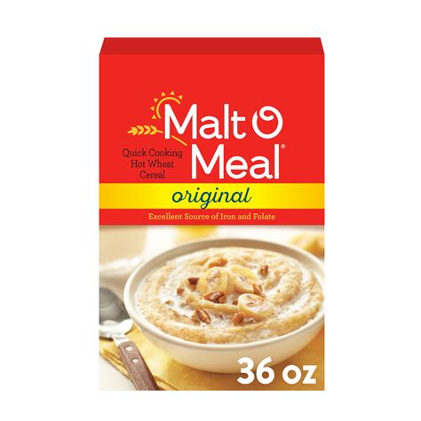 Malt-O-Meal Hot Wheat Cereal, Original, Shelf-Stable, 36 oz Box, Quick Cooking Breakfast ...