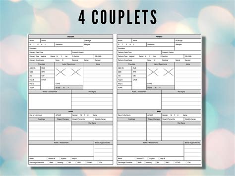 Mother Baby Nurse Report Sheet, Postpartum Nurse Brain, Mom and Baby ...