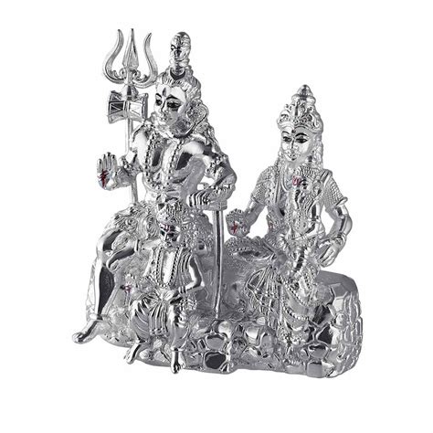 Silver Shiv Parivar ( Lord Shiva Maa Parvati Ganesh & Kartikeya) Murti ...
