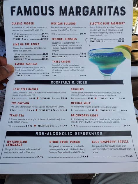 Menu at Lone Star Texas Grill steakhouse, Toronto, 930 Dixon Rd