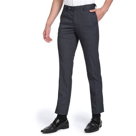 Buy Arrow Windowpane Autoflex Formal Trousers Grey Online
