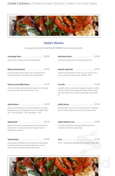 Cootie Brown's N. Roan menu in Johnson City, Tennessee, USA