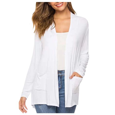 BLVB Women's Casual Long Sleeve Open Front Lightweight Cardigan with ...