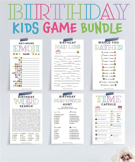 Kids Birthday Printable Games Bundle, Birthday Party Games, Birthday ...