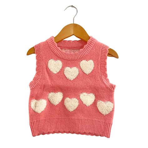 Mama & Peaches Hearts Sleeveless Vest Sweater - Pink – Mama and Peaches