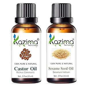 Buy KAZIMA Combo of Castor Oil and Sesame Oil - 100% Pure Cold Pressed ...