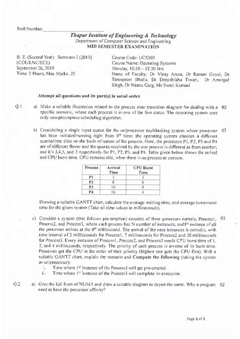 UCS303 - Previous year question paper - Roll Number: Thapar Institute ...