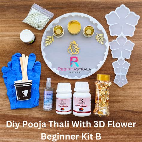 Diy Pooja Thali With 3D Flower Beginner Kit B – Resinhastkala Store
