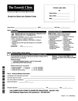 Fillable Online Diabetes Education Referral Form - The Everett Clinic ...