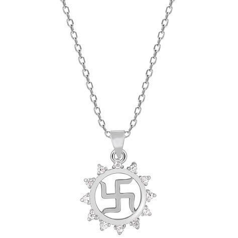 GIVA 925 Silver Studded Swastik Pendant With Link Chain | Pendant to ...