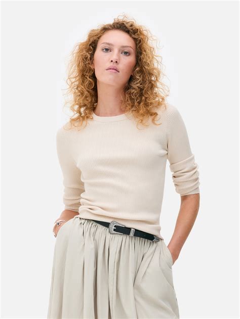 Women's Ivory Ribbed Crew Neck Sweater | Primark