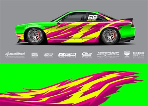 Rennwagen Wrap Illustrationen | Premium Vektor