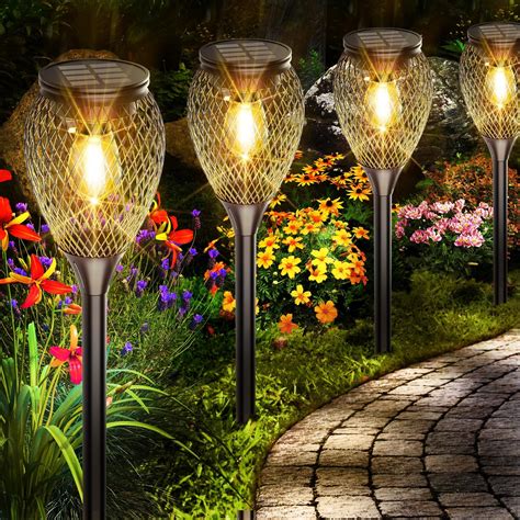 Kordain Solar Pathway Lights, 4 Pack Solar Lights Outdoor IP65 ...