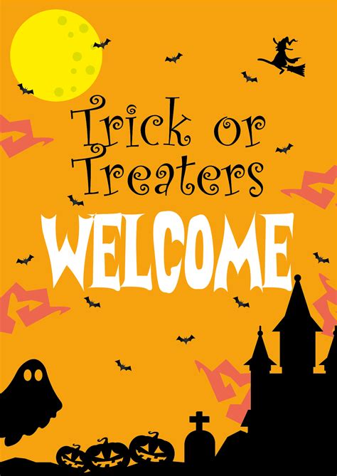 Out Trick Or Treating Sign Printable